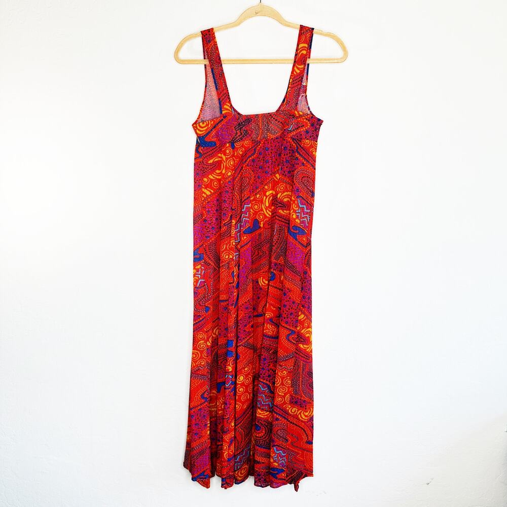 Vintage Olga Nylon Sheer Psychedelic Mesh Maxi Nightgown Dress Swim Cover Up - Picture 8 of 14